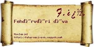 Fehérvári Éva névjegykártya